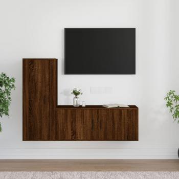 Set de muebles para TV de 2 piezas en madera contrachapada color roble marrón