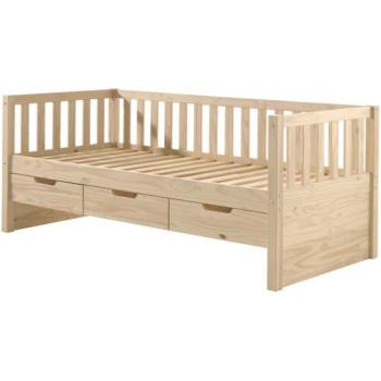 Cama Individual Vipack Fritz con 3 Cajones y Estructura de Listones, 90 x 200 cm, en Pino Lechoso o Blanco