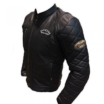 Chaqueta de Cuero de Moto Estilo Vintage Cafe Racer Invictus Hector Negra