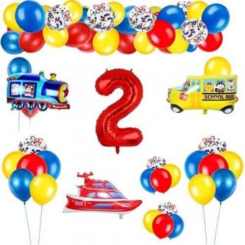 2 Año Decoración Cumpleaños Niño Número Rojo 2