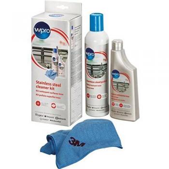 Kit de limpieza para acero inoxidable WPRO INX115 - 3 productos (crema, polish y paño microfibra)