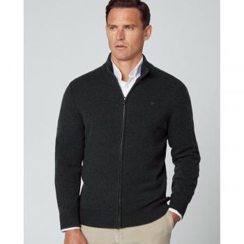 Hackett Hombre Jersey de Punto Lambswool con Cierre de Cremallera en Color Marino o Verde Oscuro Modelo HM703021