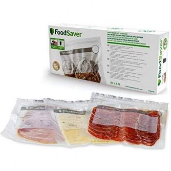 FoodSaver FVB016X Bolsas de Envasado al Vacío Reutilizables con Cierre Zip, Tamaño Grande