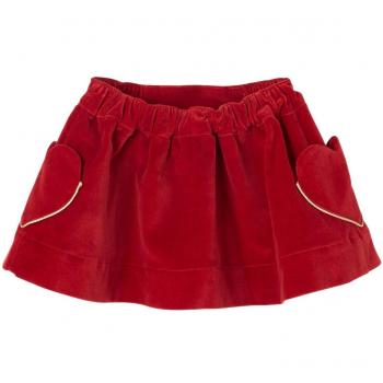 VERTBAUDET Falda de Terciopelo Forrada, para bebé Rojo 9M