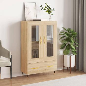 Aparador alto de madera de ingeniería roble Sonoma 69,5x31x115 cm Mueble de Almacenaje de Salón Buffet Armario Auxiliar Armario de Almacenamiento