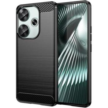 Funda Protectora Antigolpes de Silicona Negra con Diseño de Fibra de Carbono para Xiaomi Poco F6 - Resistente y Compatible con Carga Inalámbrica