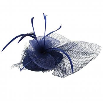 UDreamTime Para mujer de la pluma de Fascinator elegante Clip Accesorios para el cabello Azul