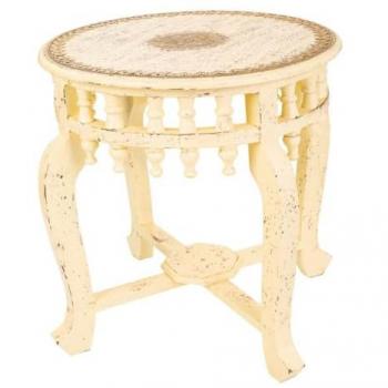 Mesa de Centro Alexandra House Living Marfil Latón Madera de mango Madera MDF 45 x 52 x 45 cm