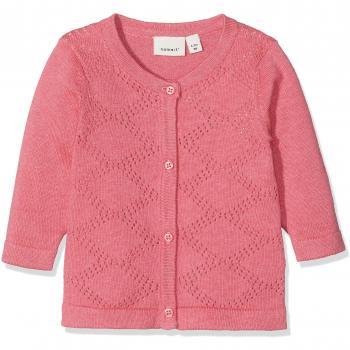NAME IT Nbfofelia LS Knit Card, Chaqueta Punto para Bebés, Rosa Bubblegum, 74