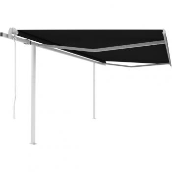 Toldo retráctil automático antracita 4x3 m con postes