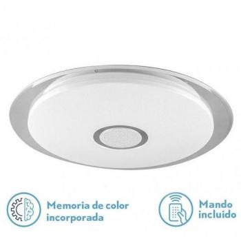 Plafón LED FABRILAMP Tirana 72W CCT Blanco/Cromo Regulable con Control Remoto, Intensidad Ajustable y Memoria, Diámetro 57cm, 5760lm