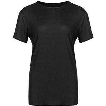 Camiseta Deportiva Athlecia Lizzy Mujer Negra Melange con Tecnología Quick Dry, Talla 36