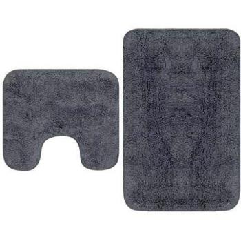 vidaXL Conjunto de Alfombrillas de Baño de Tela 2 Piezas Gris Decoración Casa