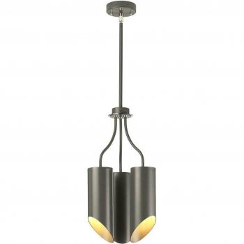 Candelabro Quinto gris oscuro altura 49,6 cm con diseño de 3 brazos y 3 luces, acabado en níquel pulido y casquillos E27