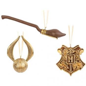 Harry Potter Christmas Tree Ornaments Set - Multicolored Resin Decorations - Includes Golden Snitch and Nimbus 2000