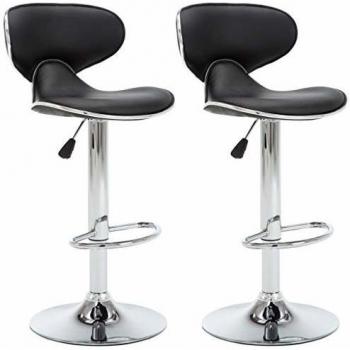 vidaXL 2X Sillas de Bar Cuero Sintético Negro Taburete Asiento Cocina Comedor