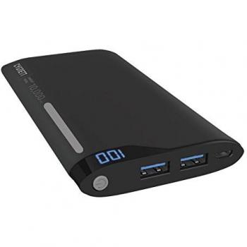 Batería Portátil Universal Cygnett ChargeUp Digital en Negro/Gris - Capacidad de 10000mAh - Doble Puerto USB - Salida de 2.1A - Pantalla LED Indicadora - Incluye Cable Micro-USB