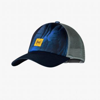 Gorra unisex Buff Arius Blue Trucker azul marino y amarillo con diseño moderno, ajuste cómodo y transpirable