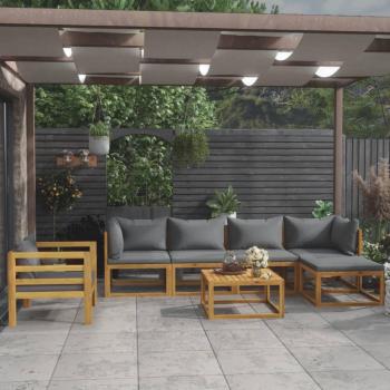 7 Piece Solid Acacia Wood Garden Lounge Set with Cushions