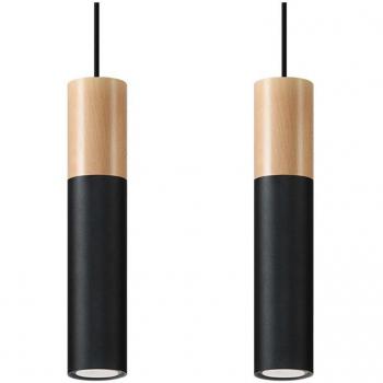 Lámpara Colgante Sollux Lighting PABLO 2 Negra GU10 LED Suspended Peach Puff