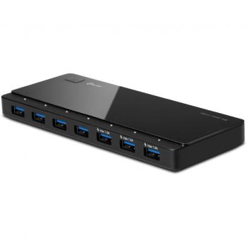 TP-Link UH700 7-Port USB 3.0 Hub with UK Power Adapter and 1m USB 3.0 Cable (Black)