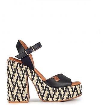 Sandalias de tacón de mujer de piel con cierre de hebilla