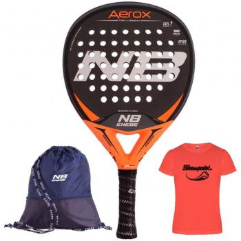Pala de pádel Enebe Aerox Pro Carbon Rojo - Material: carbono, nivel de juego: avanzado, forma: lágrima, peso: 360-375g, balance: medio-alto, superficie rugosa para efectos
