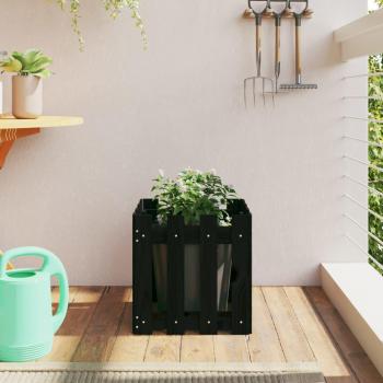 Jardinera Valla Negra de Madera Maciza de Pino 40x40x40 cm