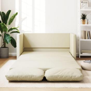 Sofá cama de suelo 2 en 1 crema cuero sintético 112x174x55 cm