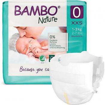 Bambo Nature Pañales Ecológicos Talla 0 Prematuro (1-3 kg) - Pack de 24 unidades