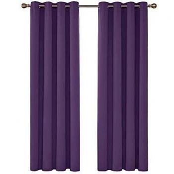 Deconovo Cortinas Salon Modernas Aislantes Térmicas Opacas con Ollaos 2 Piezas 140x220cm Púrpura Oscuro