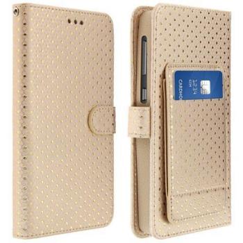 Funda Billetera XL para Smartphones de 5.0'' a 5.3'' con Soporte y Espejo - Oro
