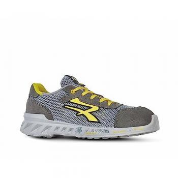 Zapatos bajos de seguridad U-Power Tony S1P SRC ESD - Talla 44 (EU) - Color Grigio Chiaro - Zapatillas deportivas ligeras antipinchazos unisex con suela Bast, inserto In