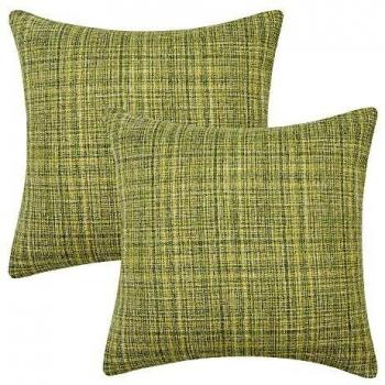 Amazon Brand - Umi Juego de 2 Fundas Cojines 45x45cm, para Salon Sofá Habitación Suave de Lino Amarillo Verde