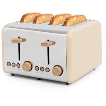 Tostadora Retro Create - 1500W, 4 ranuras anchas, bandeja recogemigas, 6 niveles de potencia, funciones de descongelación y recalentar