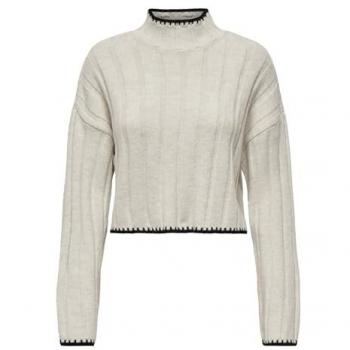 Jersey de Punto Only Onlchick Crudo - Jersey de mujer corto de cuello vuelto