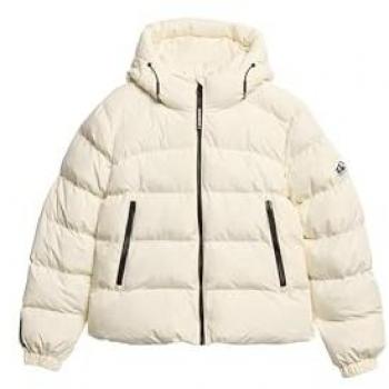 Superdry Women's Hooded Sports Puffer Down Jacket White