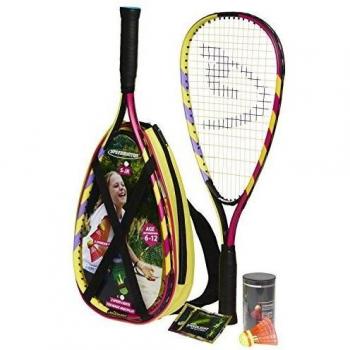 Speedminton Junior Set - Original Speed Badminton / crossminton set para niños incluye 2 raquetas para niño, 2 Gallitos para diversion FUN y una maleta