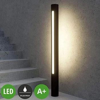 Lucande Lámpara de exterior LED Tomas en gris oscuro, moderna, hecha de aluminio, 1 llama, ideal para iluminación de senderos y balizas