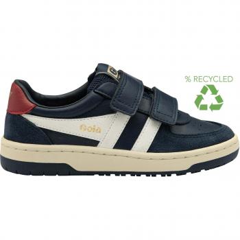 Gola Hawk Strap Kids' Sneakers - Navy Leather Basketball Trainers