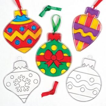 Christmas Bauble Suncatcher Decorations (Pack of 8)