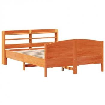 Cama sin colchón madera maciza de pino marrón cera 120x200 cm