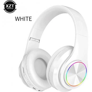 Auriculares Inalámbricos Bluetooth 5.0 con Luz LED, Plegables, Micrófono, Soporte para Tarjeta TF, Conexión 3.5mm AUX y FM, Estéreo Bass
