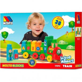 Molto Tren de Bloques, Set de Construcción con Vagones, 28 Piezas
