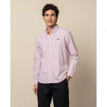 Camisa Scotta Oxford rayas burdeos fondo blanco de hombre