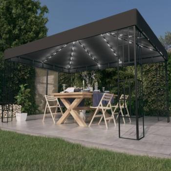 Gazebo con luces LED de cuerda 3x4 m Antracita