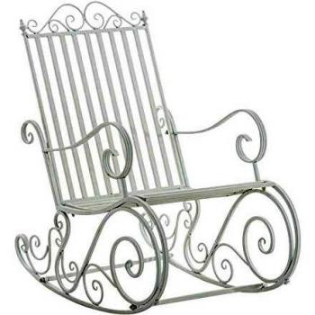 Silla Smilla Rappy - Silla giratoria con asiento en metal blanco, mecedora de hierro, diseño elegante y relajante