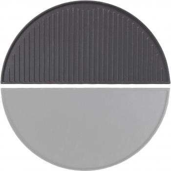 Plancha semicircular de hierro fundido 49,8 x 24,3 x 1,5 cm para barbacoa - ideal para carne, pescado y verduras, fácil de limpiar