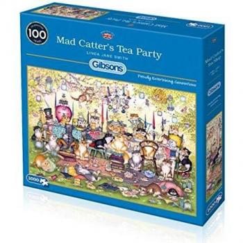 Puzzle Gibsons Fiesta de Té Gatuna de 1000 Piezas - Puzzle Sostenible para Adultos con Cartón 100% Reciclado - Regalo Ideal