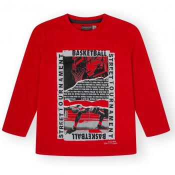 Camiseta de niño de algodón en rojo Canada House